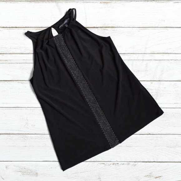 WHBM Black Beaded Sleeveless Tank Style Top - Picture 1 of 8